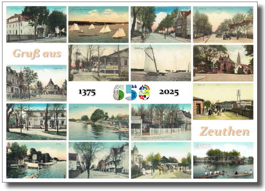 Ansichtskarte '650 Jahre' mit colorierten Ansichten von Zeuthen Motiv 2 Image